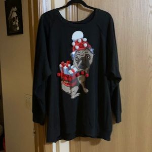 Christmas dressed Pug plush lightweight sweatshirt